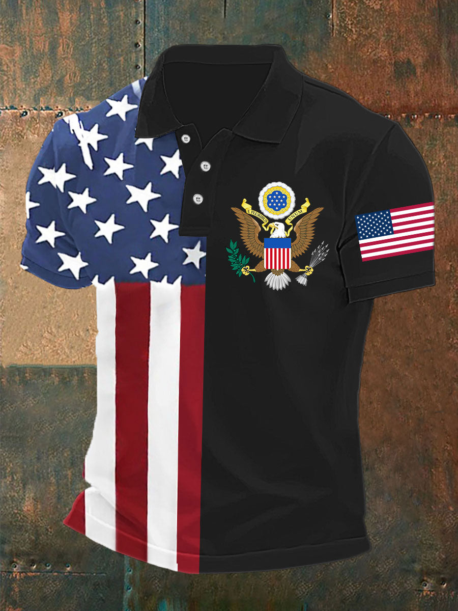 Camisa de manga corta USA Pirnt para hombre