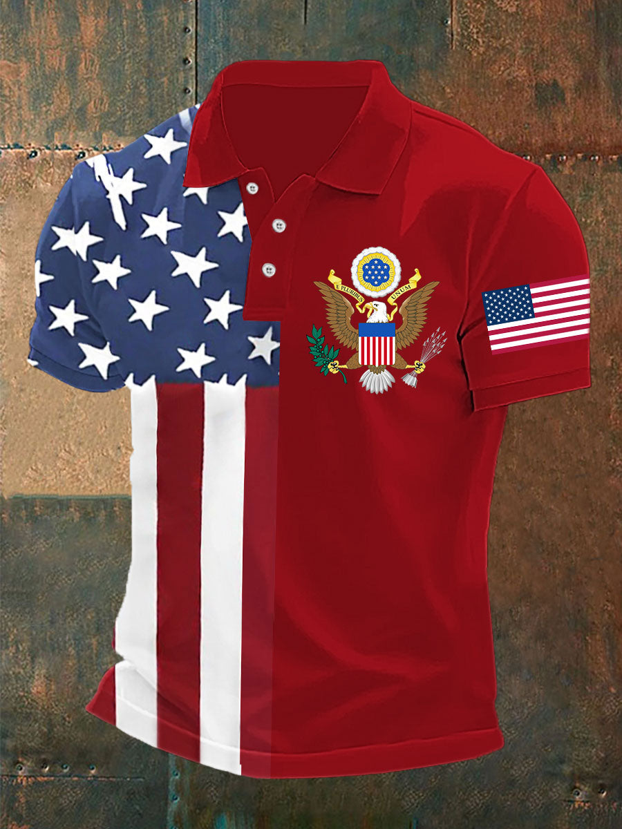 Camisa de manga corta USA Pirnt para hombre
