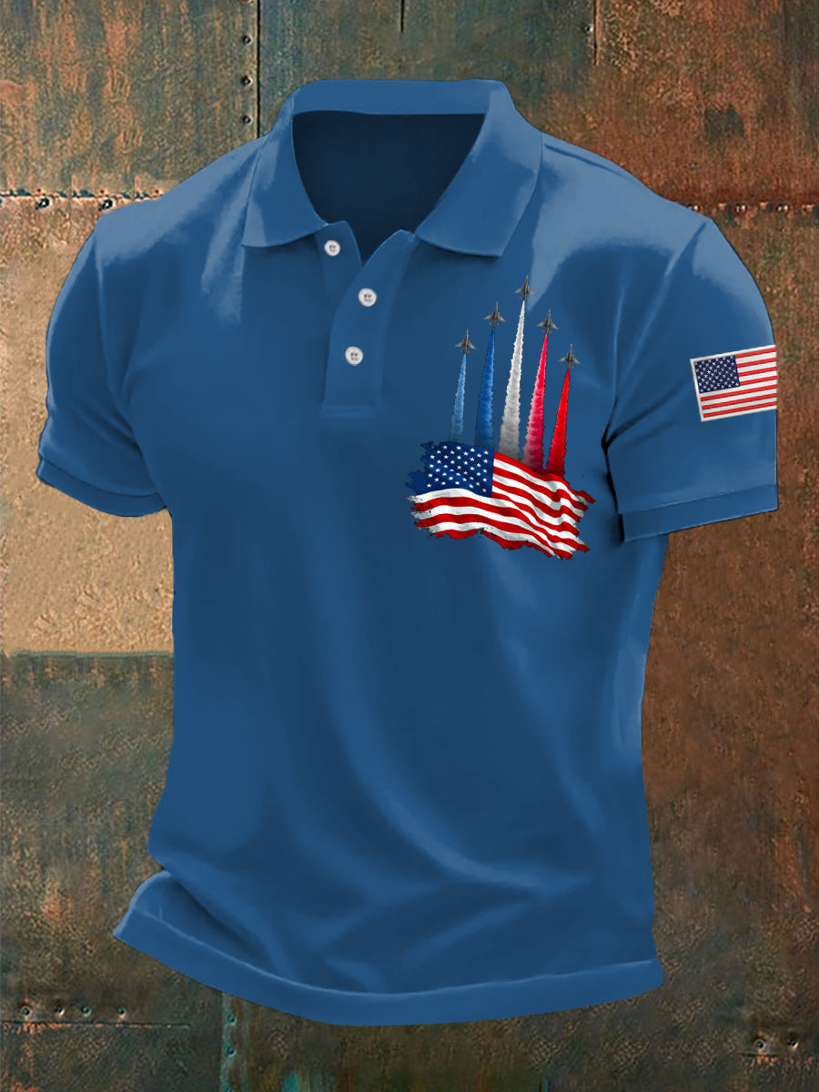 Día de la Independencia de los hombres American Flag Jet Planes Imprimir Casual Top