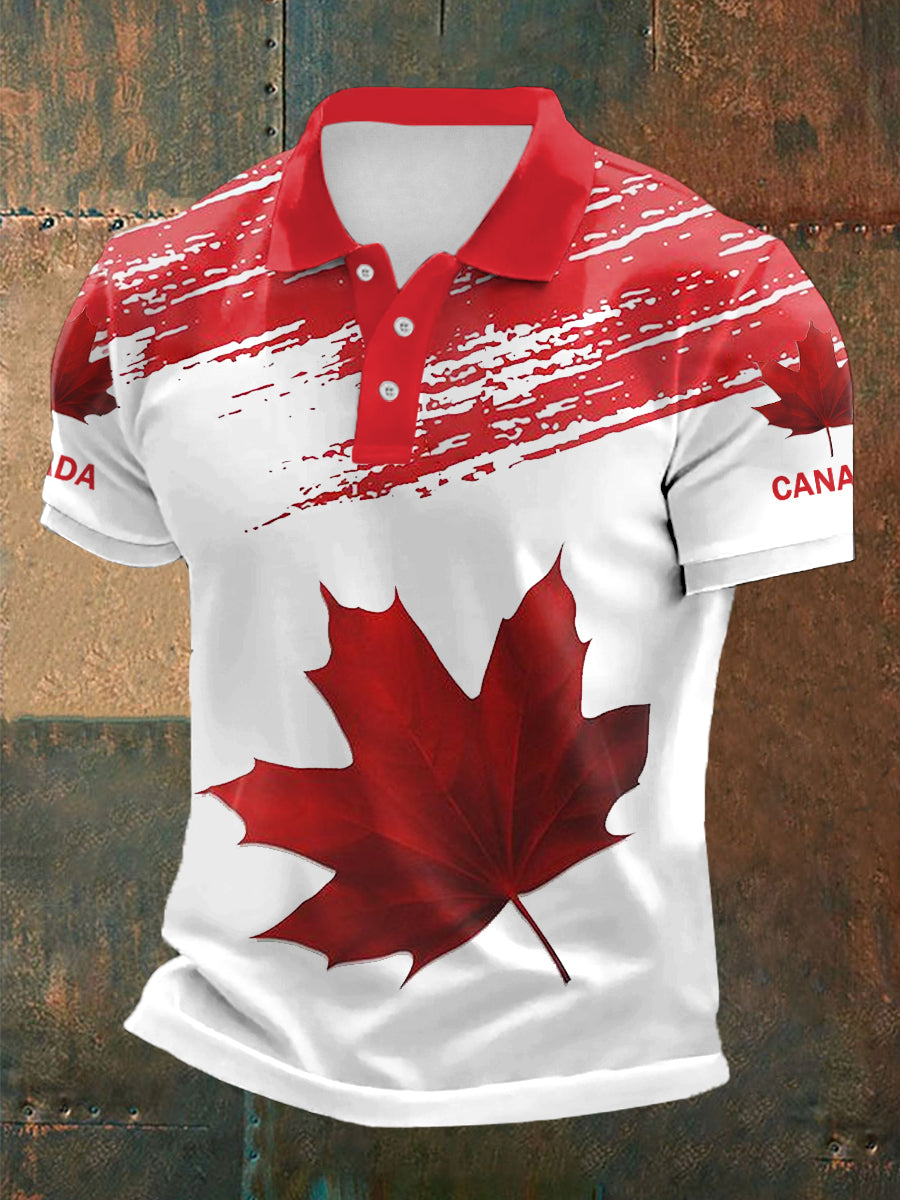 Hombres Happy Canada Day Canadian Maple Leaf Print Casual Top