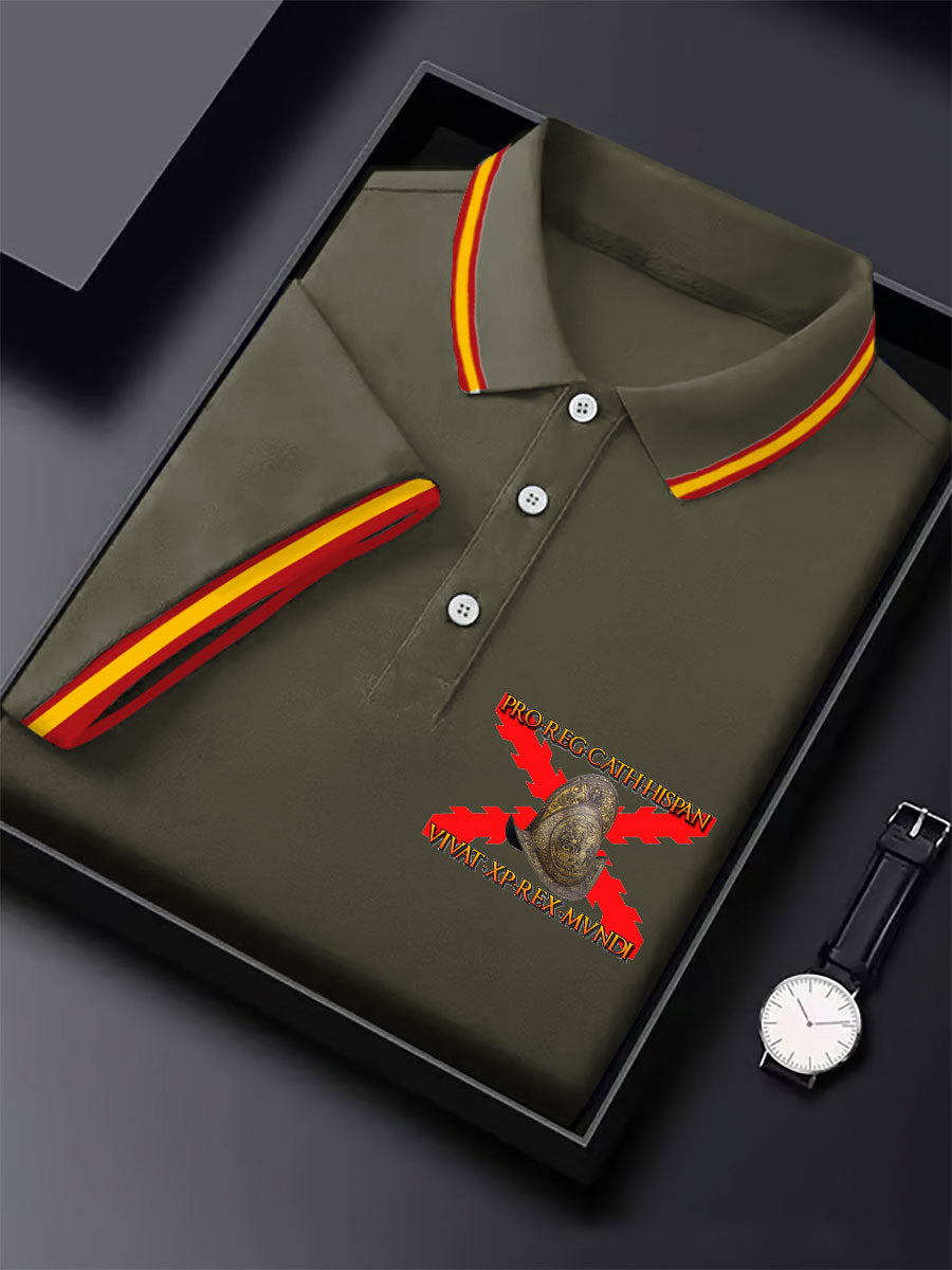 Hombres España Cruz de Borgoña Tercio Impreso Casual Tops