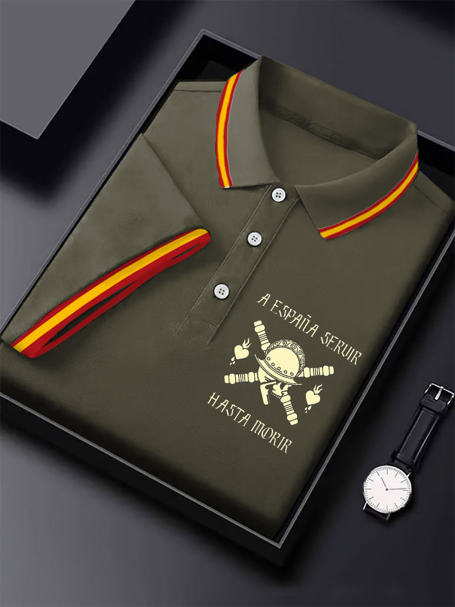 Hombres España Cruz de Borgoña Tercio Impreso Casual Tops