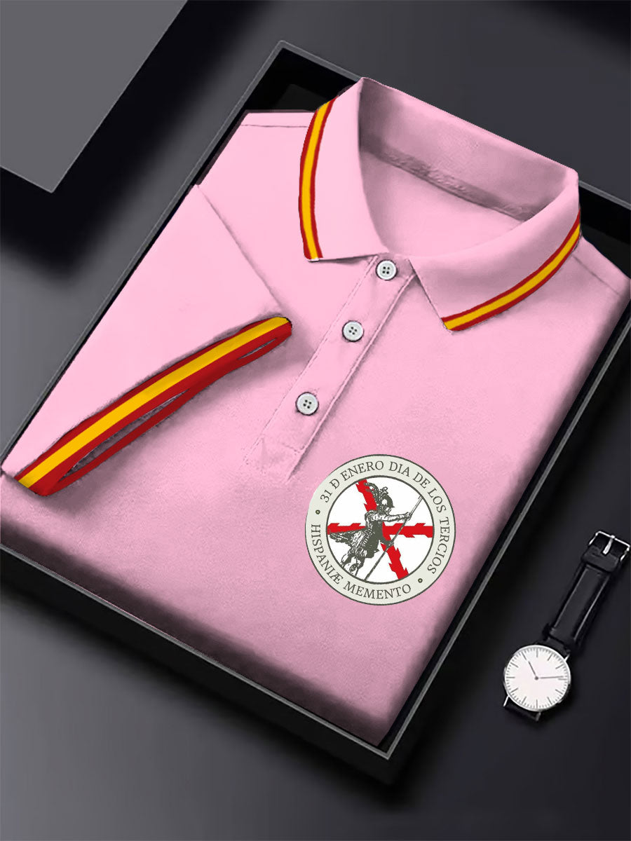 Hombres España Cruz de Borgoña Tercio Impreso Casual Tops