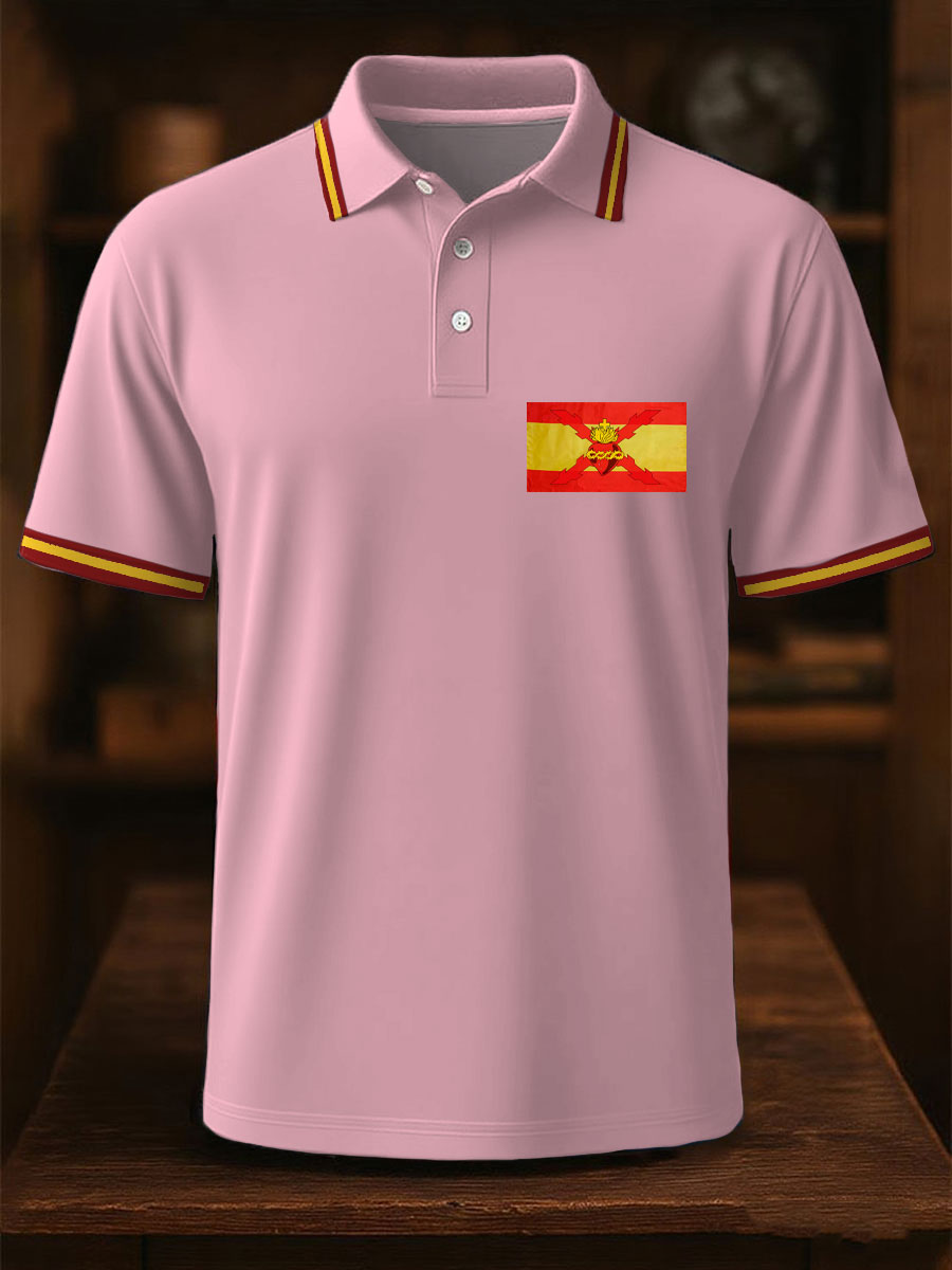 Hombres España Cruz de Borgoña Tercio Impreso Casual Tops