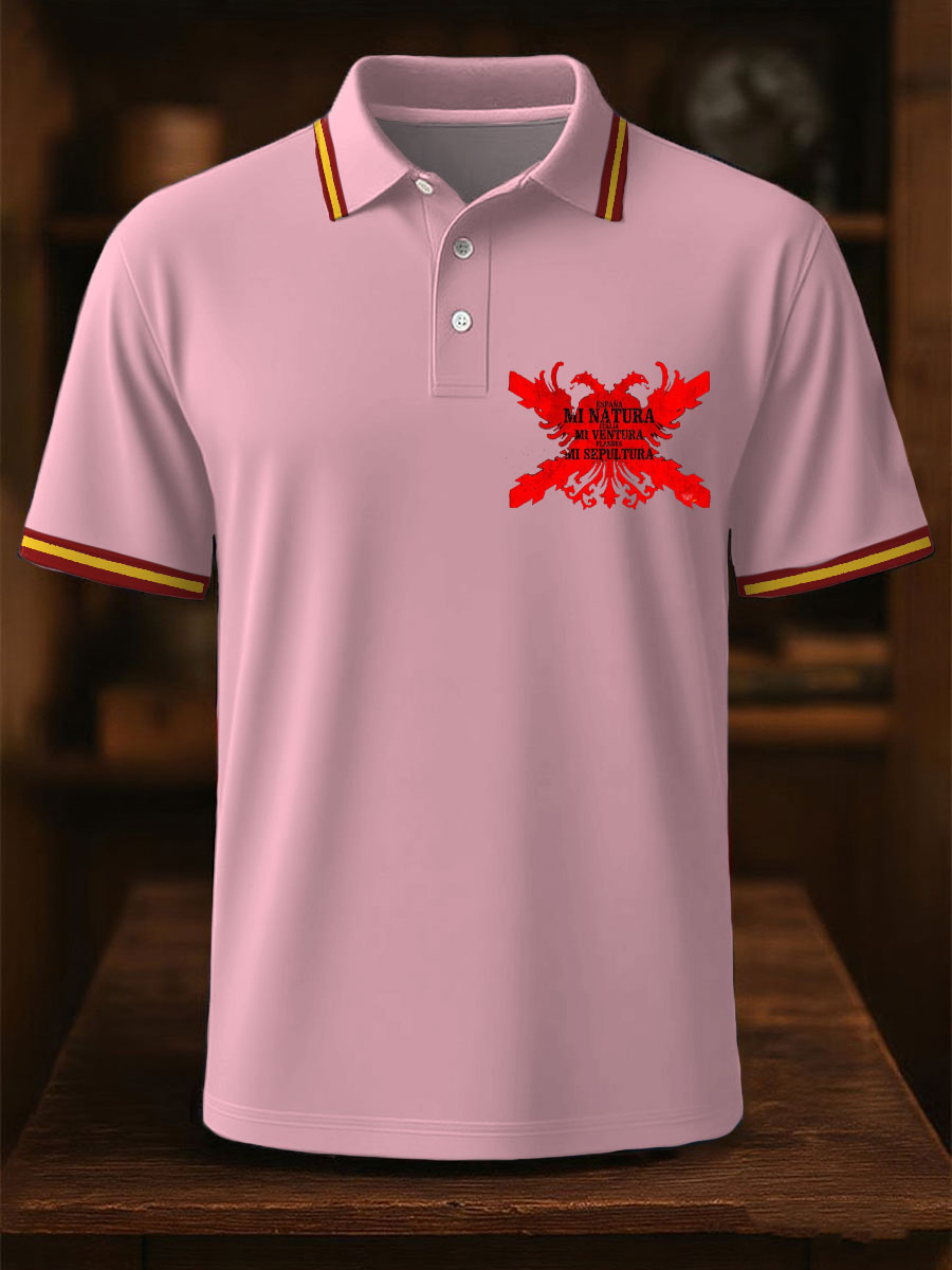 Hombres España Cruz de Borgoña Tercio Impreso Casual Tops