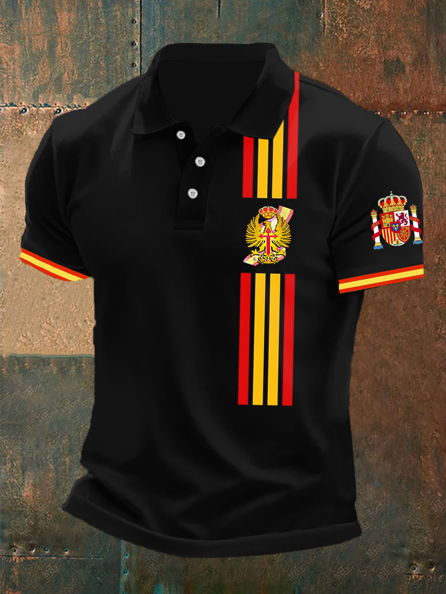 Top de manga corta con estampado del ejército español de la bandera de España para hombre