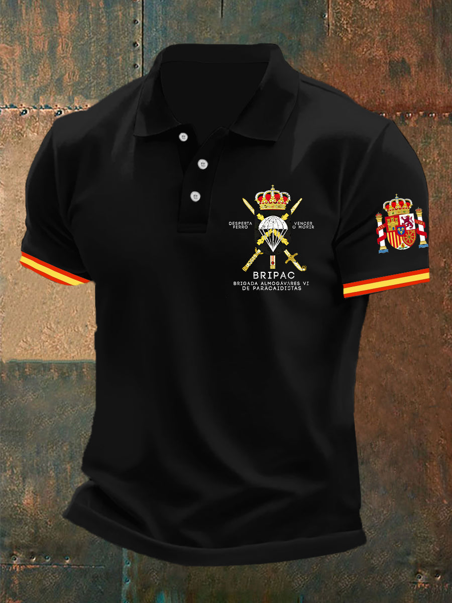 Camiseta de manga corta con estampado de ejército español BRIPAC de bandera de España para hombre