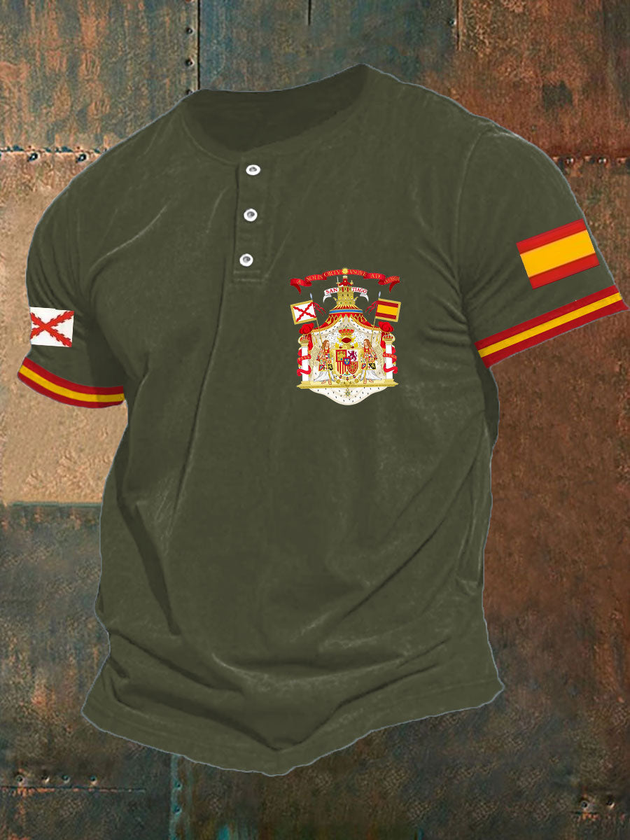 Hombres España Cruz de Borgoña Tercio Impreso Casual Tops