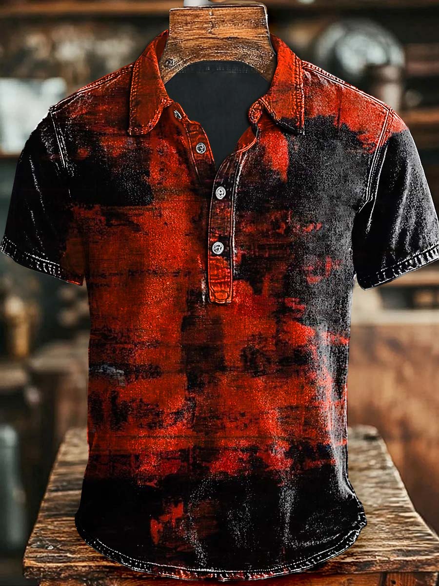 Polo informal con estampado de bloques de color degradado de arte