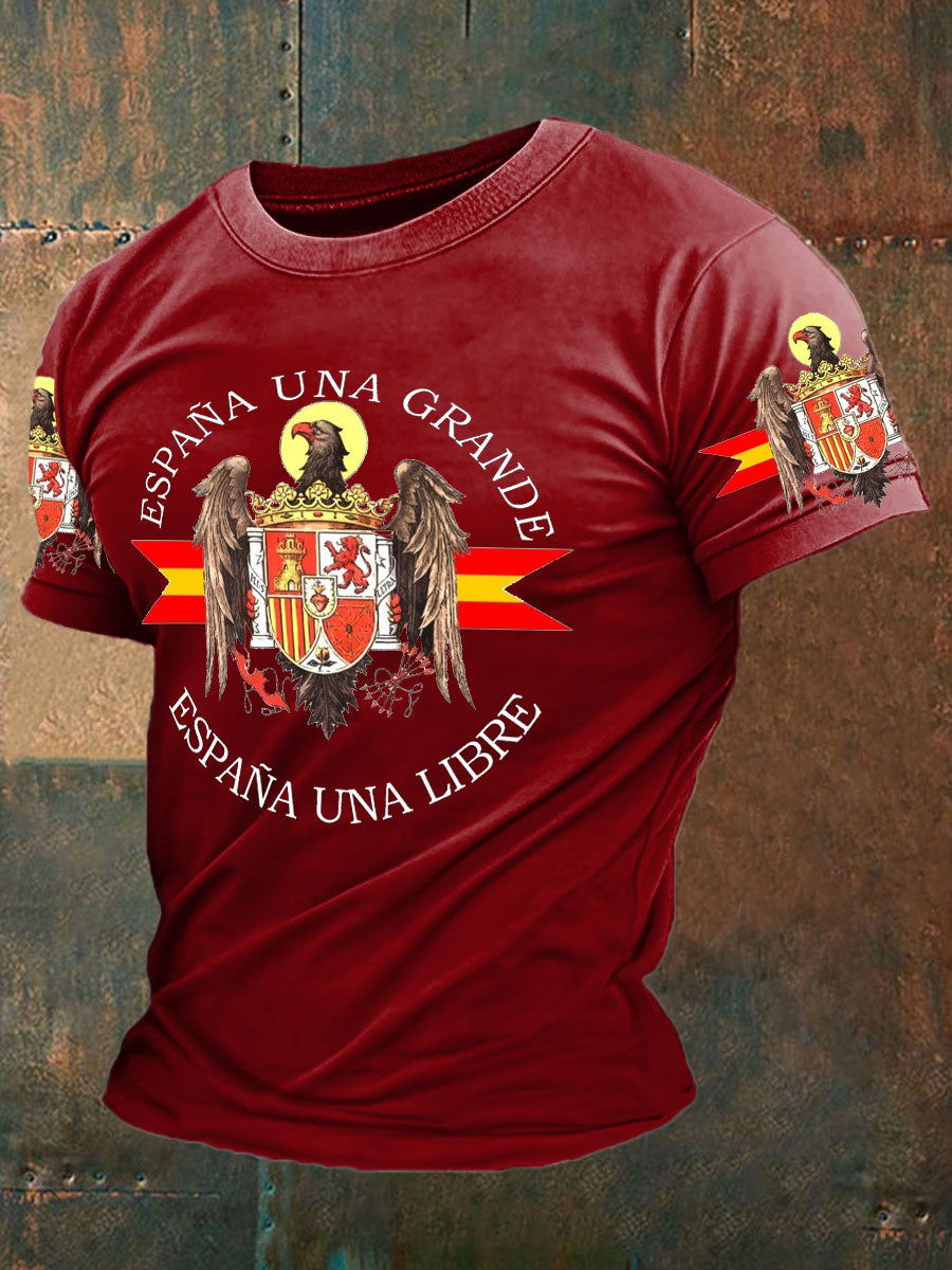 Camiseta con estampado de águila de bandera de España para hombre