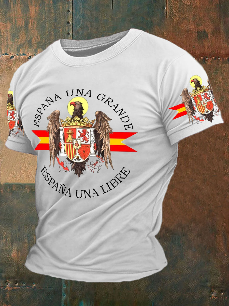 Camiseta con estampado de águila de bandera de España para hombre