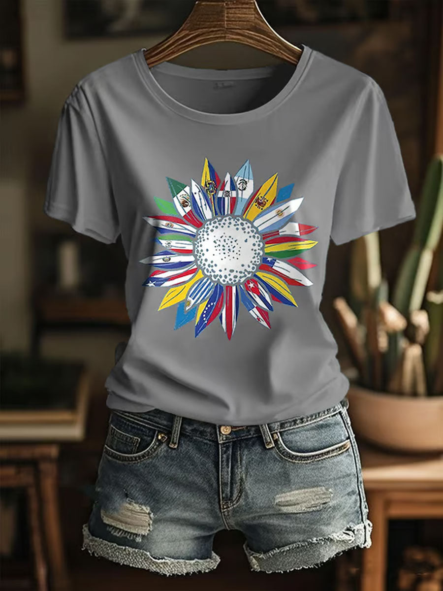 Camiseta con estampado del Mes de la Herencia Hispana para mujer