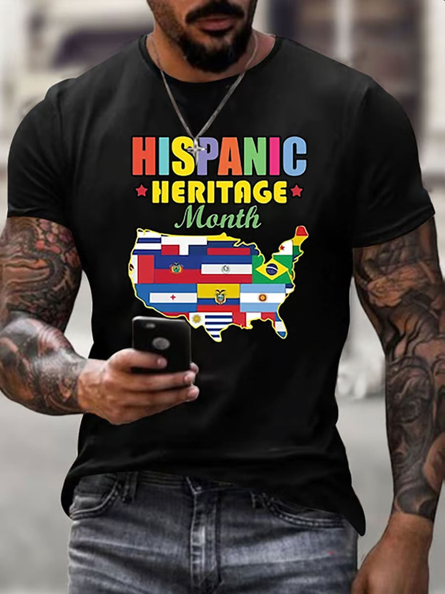Camiseta impresa del mes de la herencia hispana de los hombres