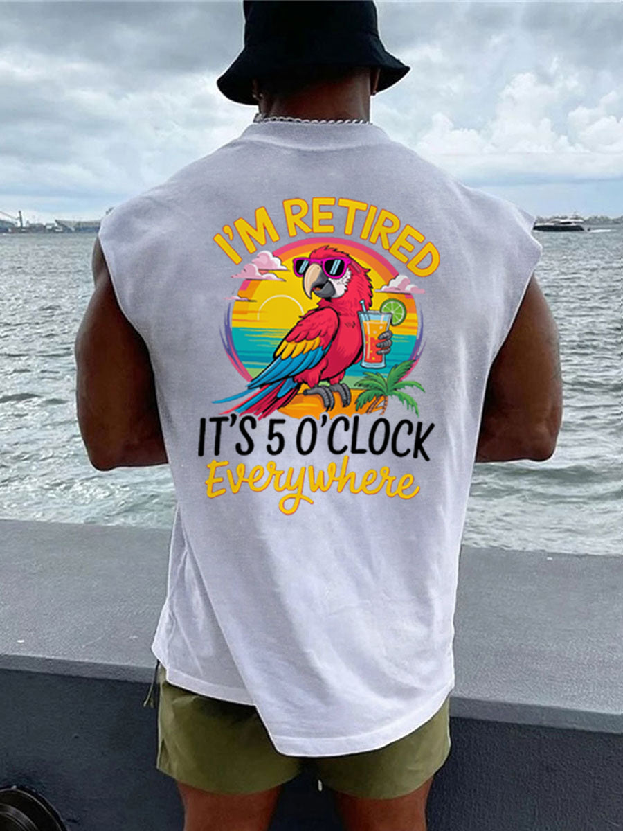 LI'm Retired It's 5 O'clock Everywhere Parrot Casual Tank Top para hombre