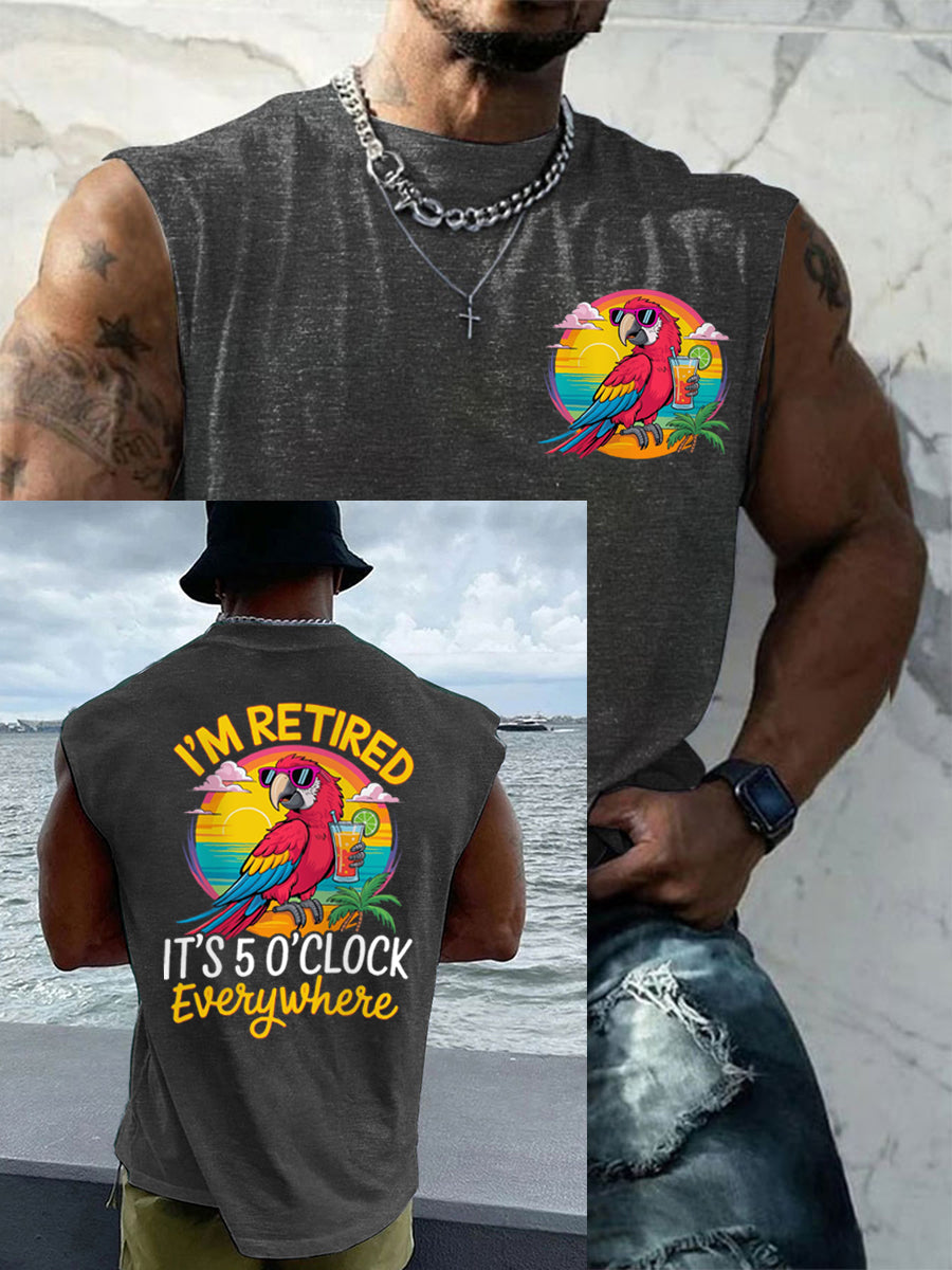 LI'm Retired It's 5 O'clock Everywhere Parrot Casual Tank Top para hombre