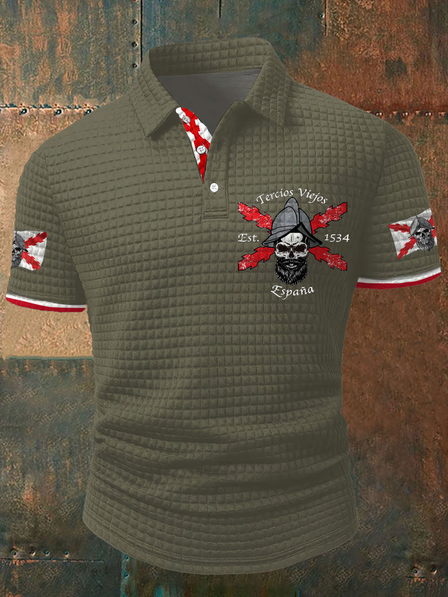 Cruz de España de Borgoña Tercio Impreso Casual Tops de los hombres