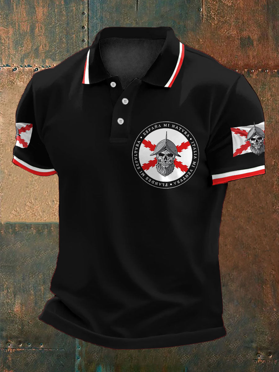 Cruz de España de Borgoña Tercio Impreso Casual Tops de los hombres