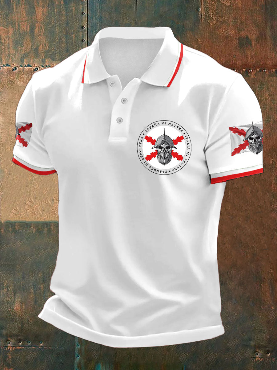 Cruz de España de Borgoña Tercio Impreso Casual Tops de los hombres