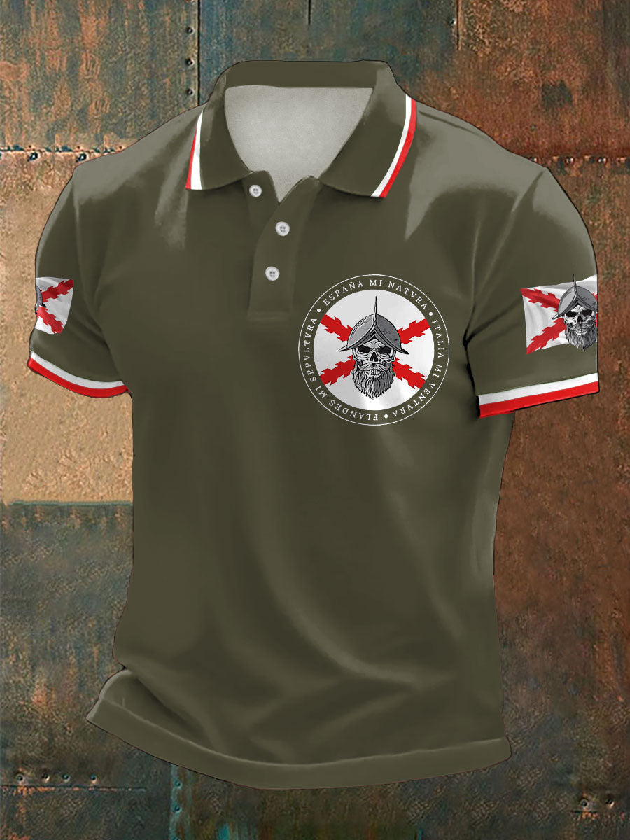 Cruz de España de Borgoña Tercio Impreso Casual Tops de los hombres