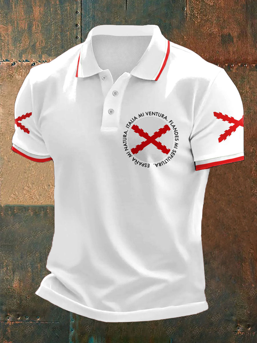 Cruz de España de Borgoña Tercio Impreso Casual Tops de los hombres