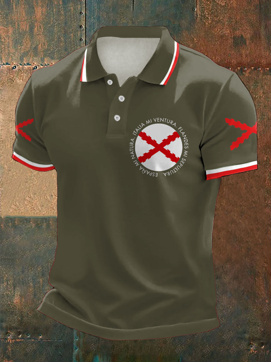 Cruz de España de Borgoña Tercio Impreso Casual Tops de los hombres