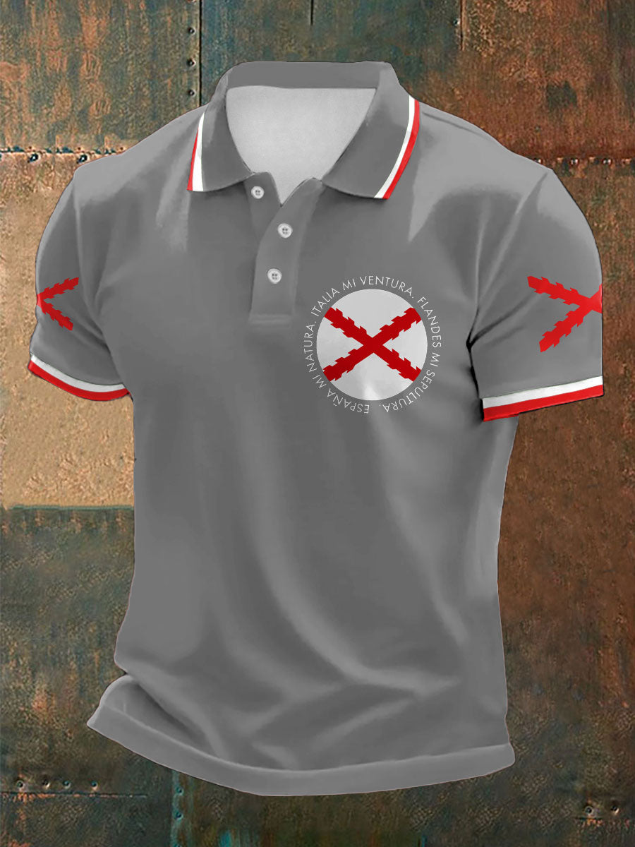 Cruz de España de Borgoña Tercio Impreso Casual Tops de los hombres