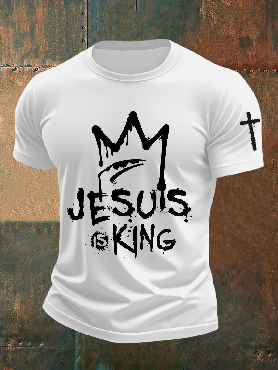 Camiseta de manga corta Jesus is King para hombre