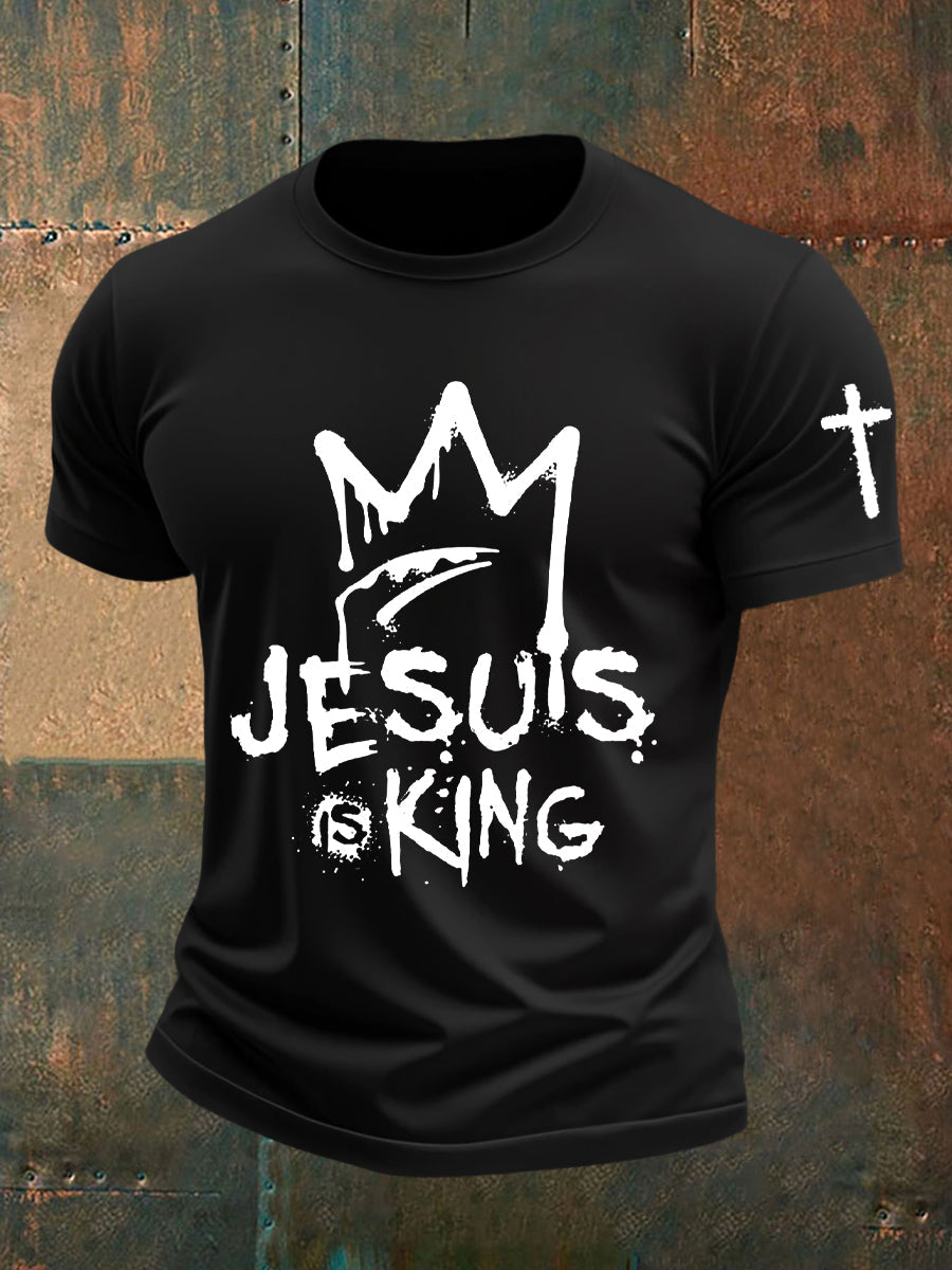 Camiseta de manga corta Jesus is King para hombre