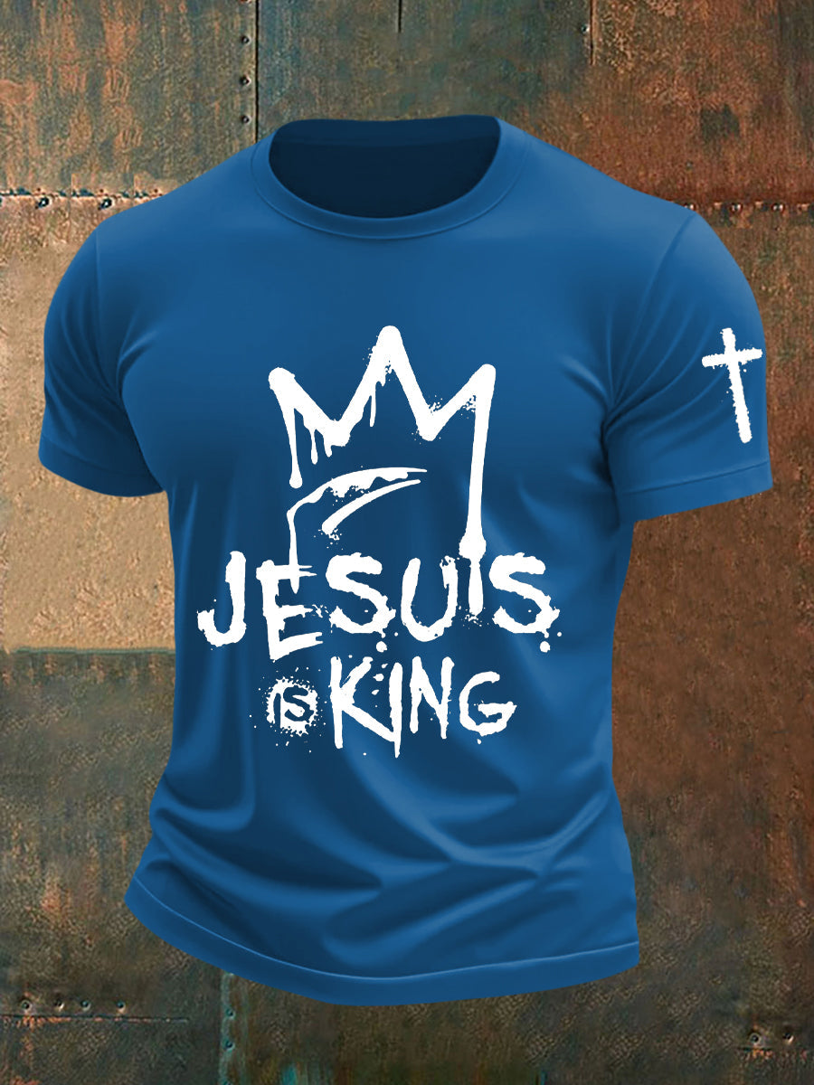 Camiseta de manga corta Jesus is King para hombre