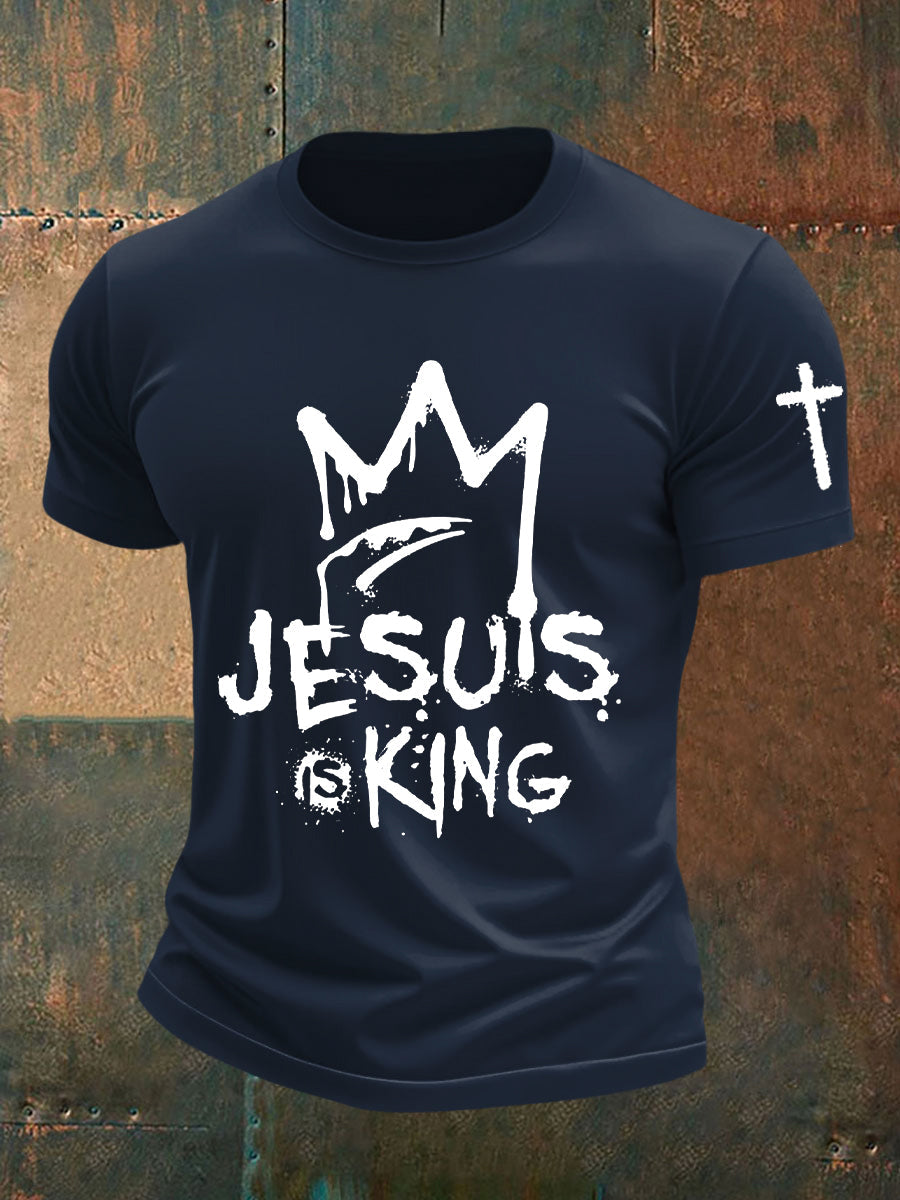 Camiseta de manga corta Jesus is King para hombre