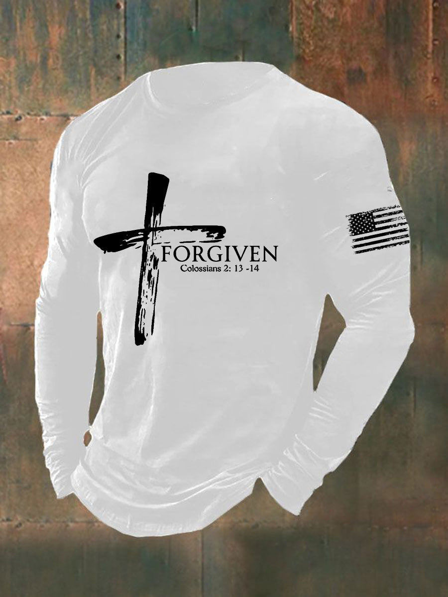 Forgiven Faith Cross Camiseta de manga larga para hombre