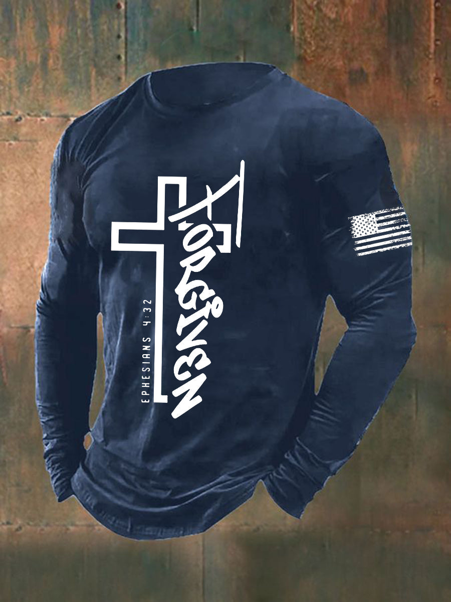 Forgiven Faith Cross Camiseta de manga larga para hombre