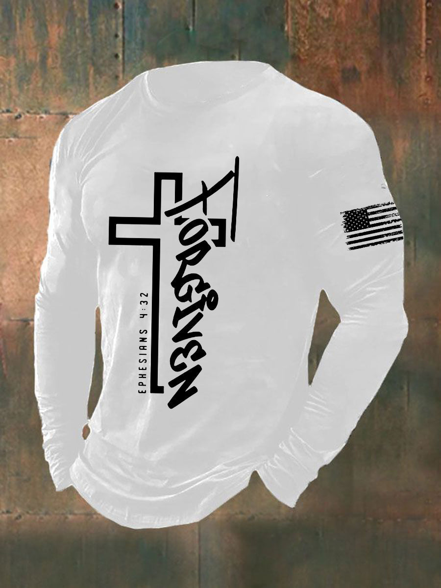 Forgiven Faith Cross Camiseta de manga larga para hombre