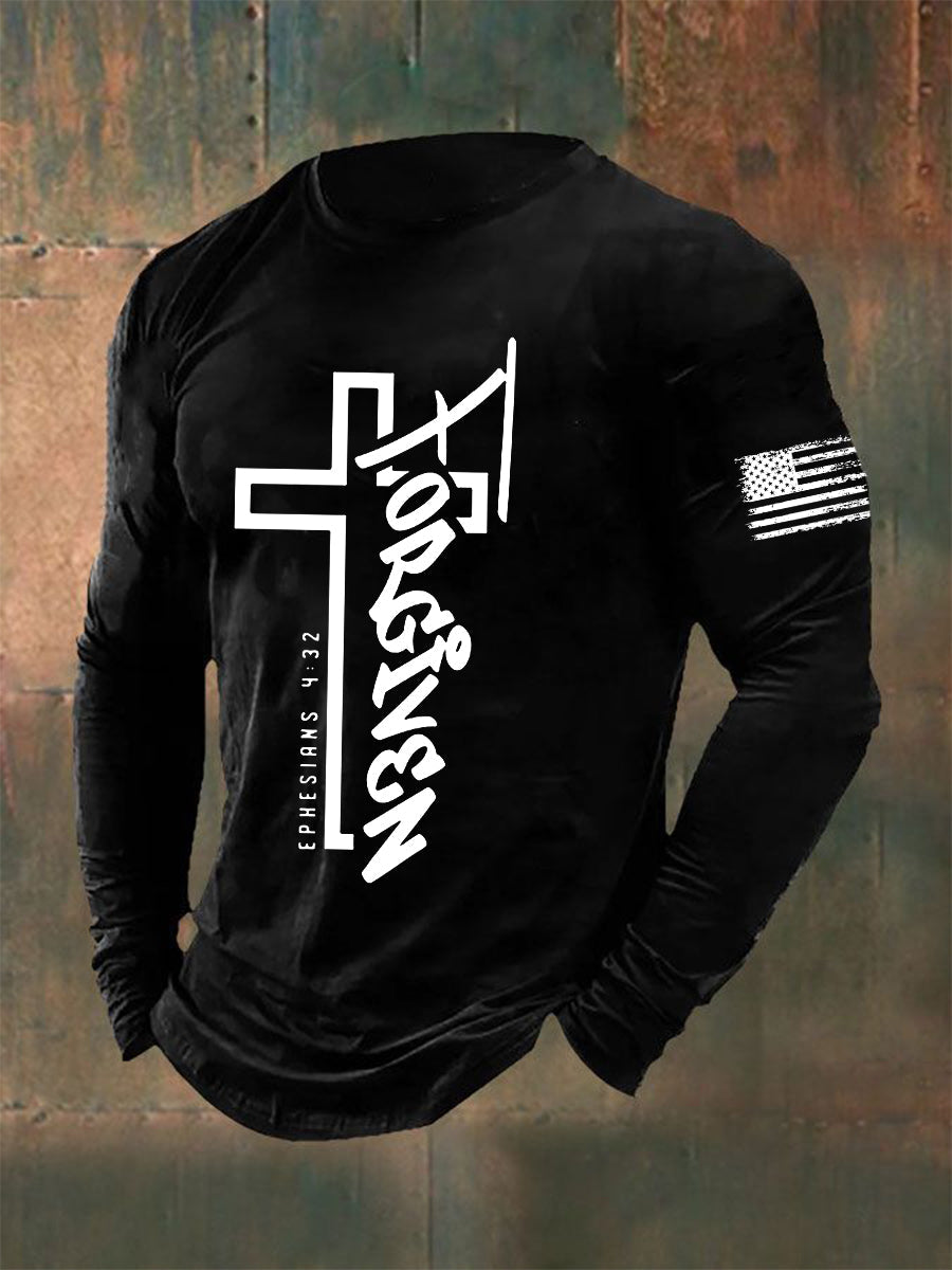 Forgiven Faith Cross Camiseta de manga larga para hombre