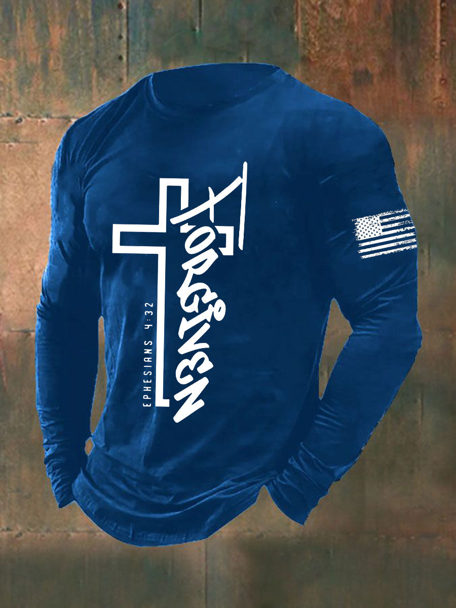 Forgiven Faith Cross Camiseta de manga larga para hombre
