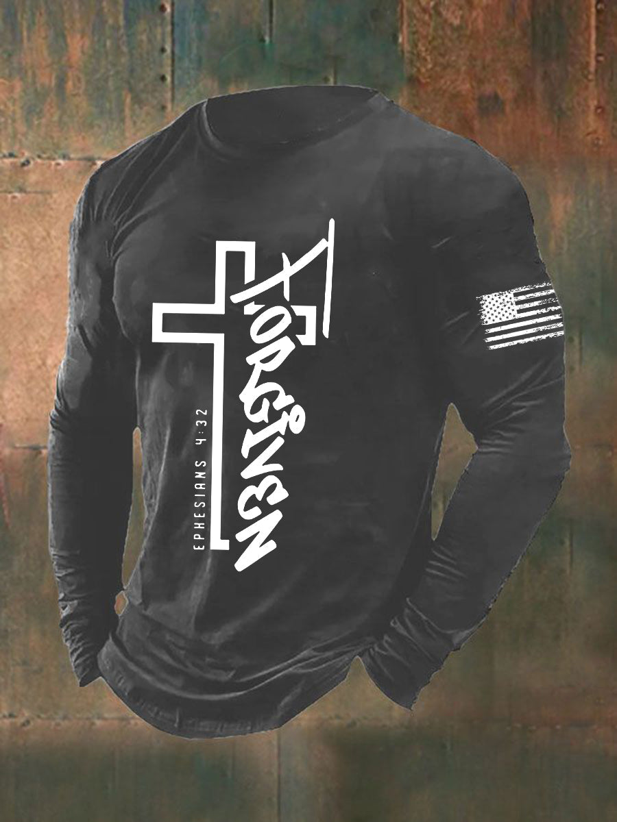 Forgiven Faith Cross Camiseta de manga larga para hombre