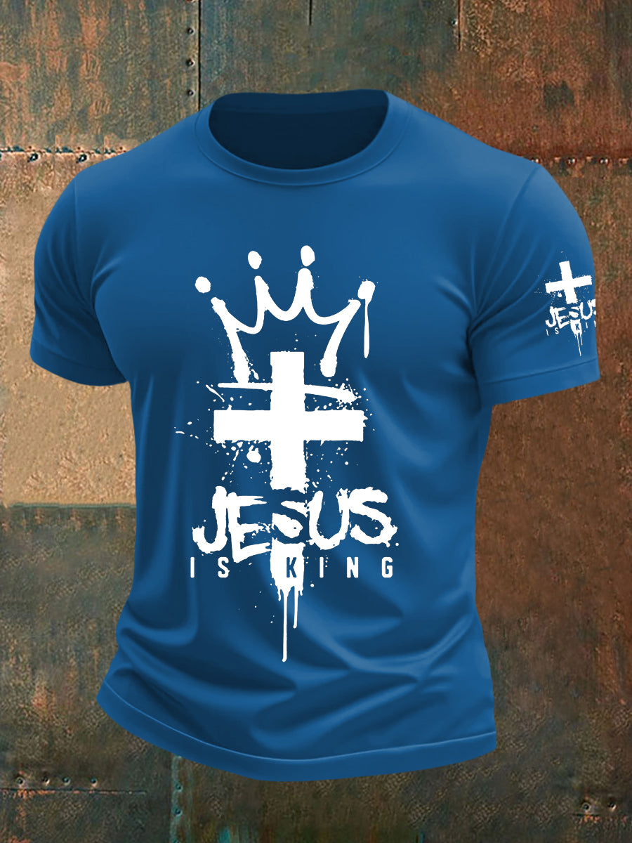Camiseta de manga corta Jesus is King para hombre