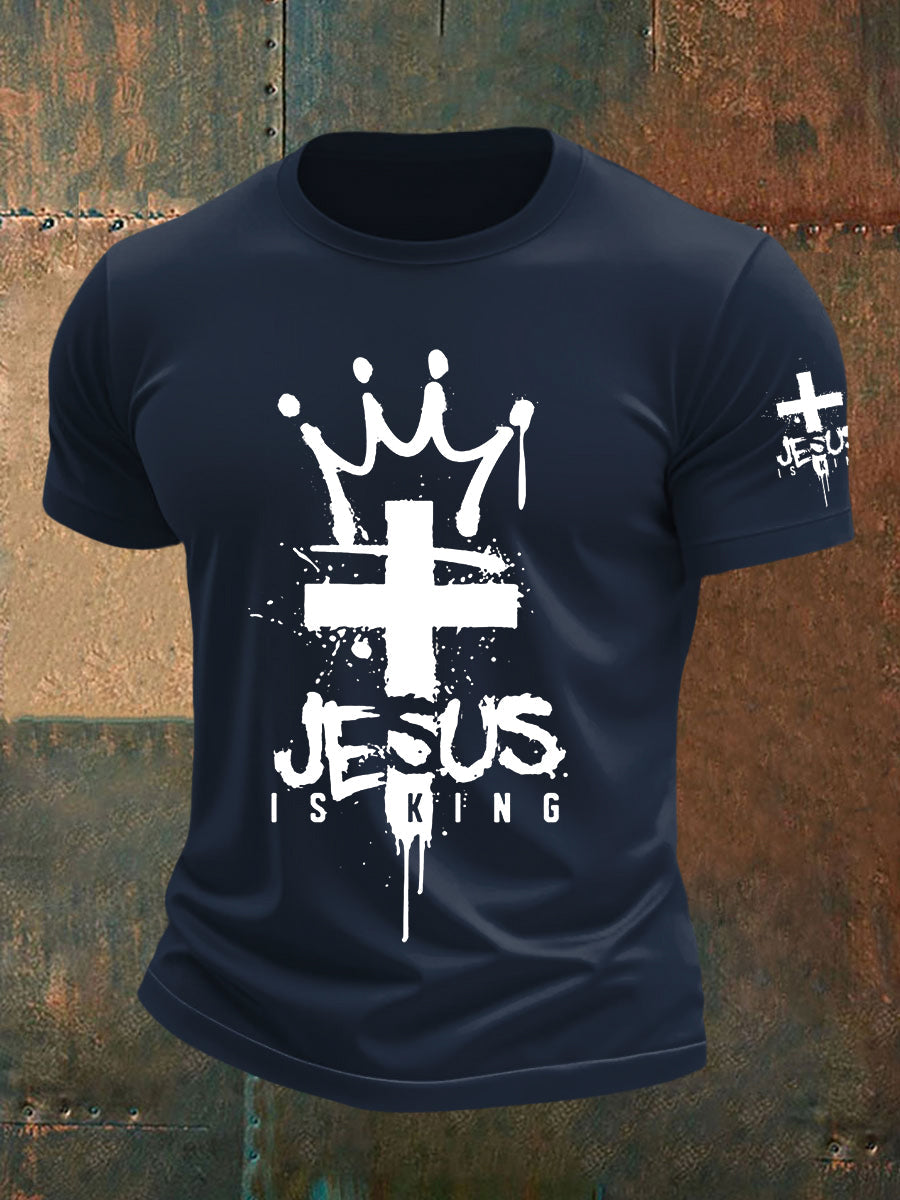 Camiseta de manga corta Jesus is King para hombre