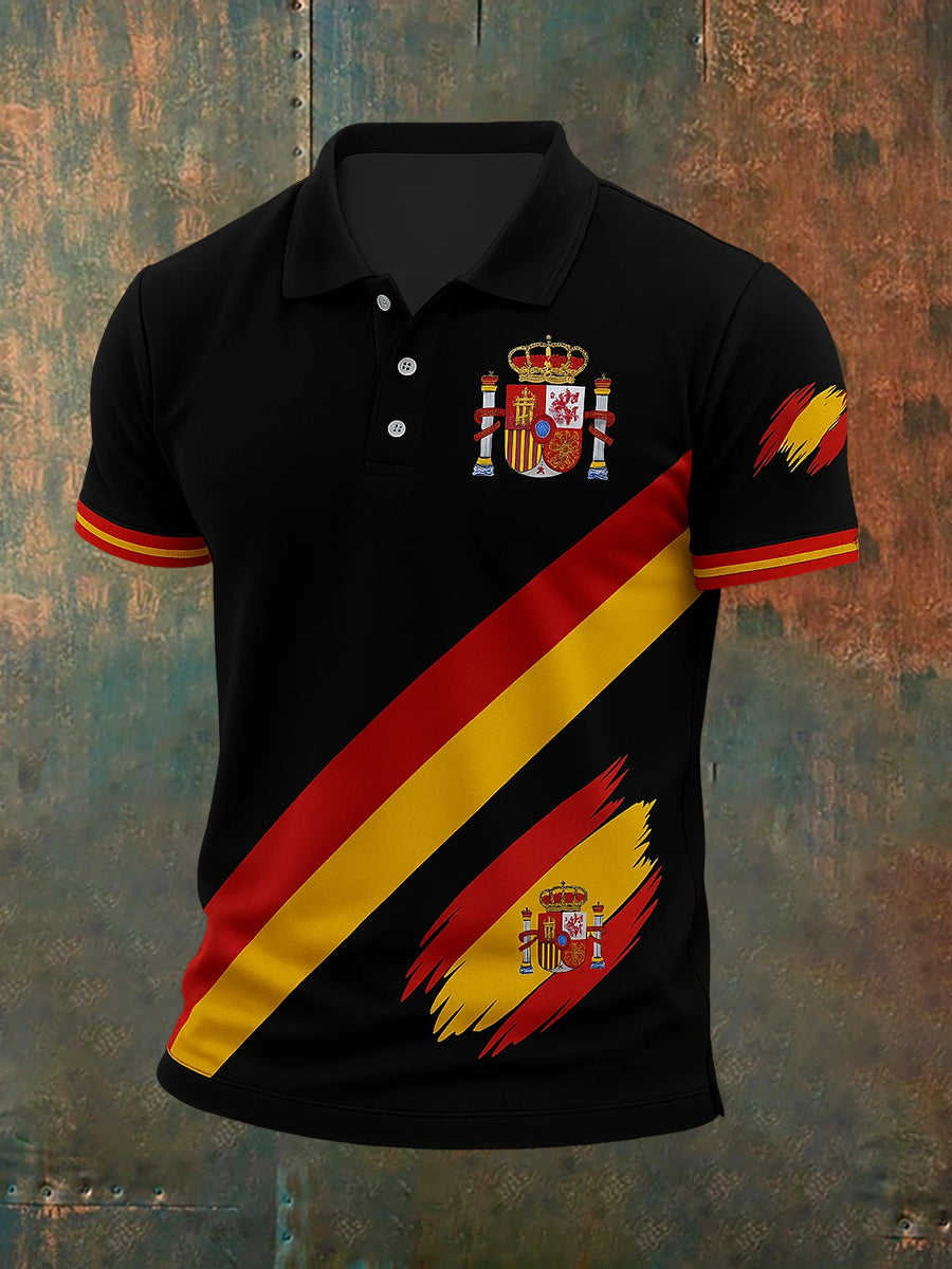 Top de manga corta casual patriótico de la bandera española de los hombres