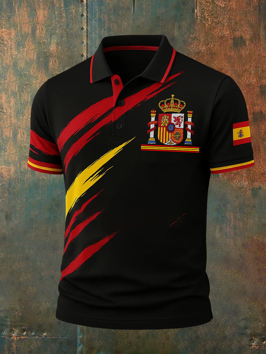 Top de manga corta casual patriótico de la bandera española de los hombres