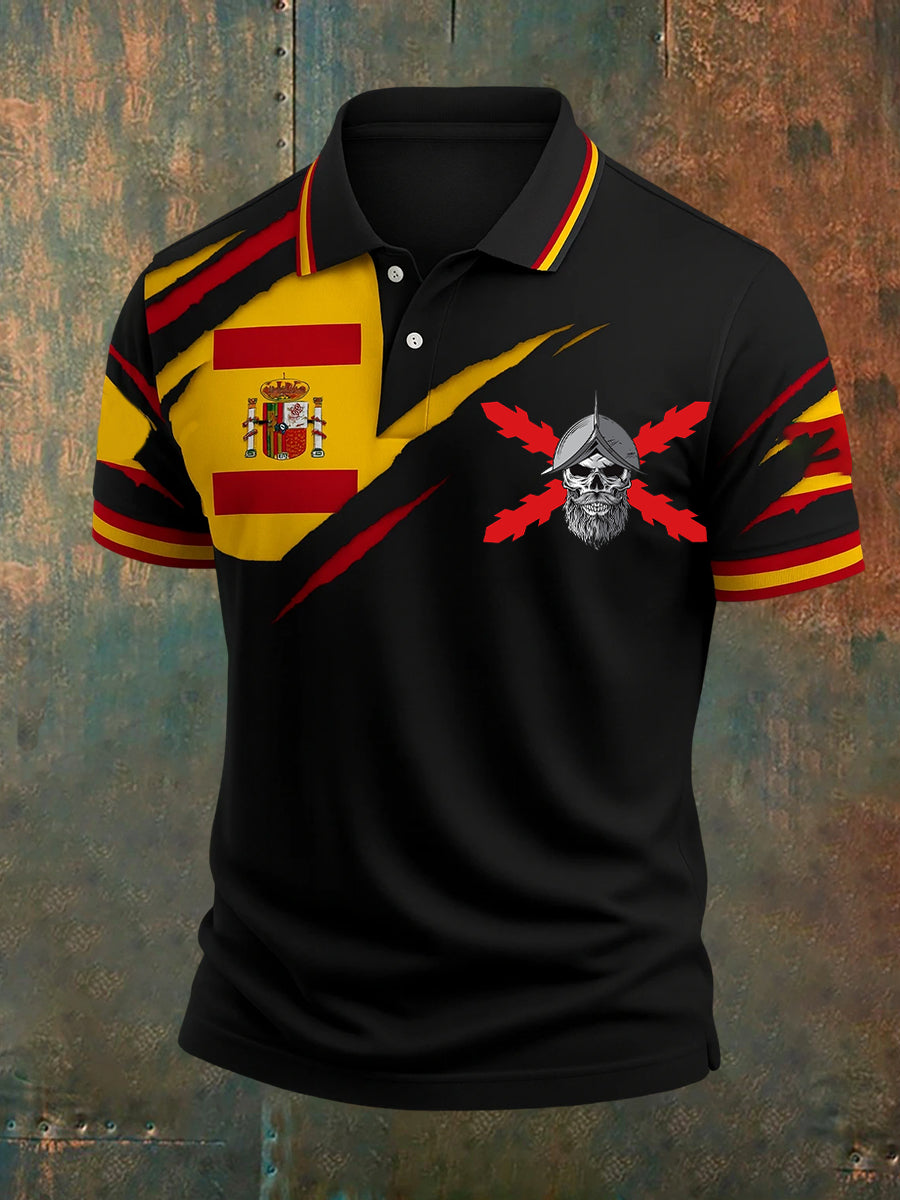 Top de manga corta casual patriótico de la bandera española de los hombres