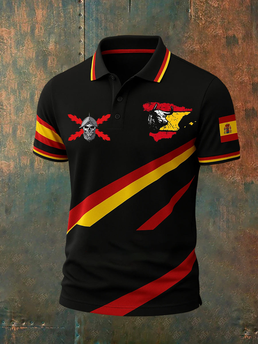 Top de manga corta casual patriótico de la bandera española de los hombres