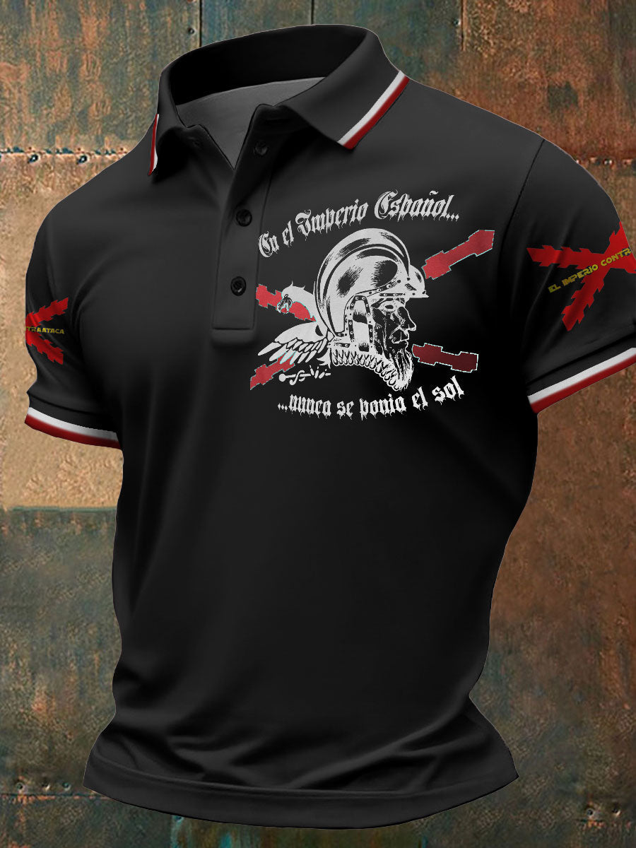 Hombres Cruz de Borgoña Tercio Impreso Casual Tops