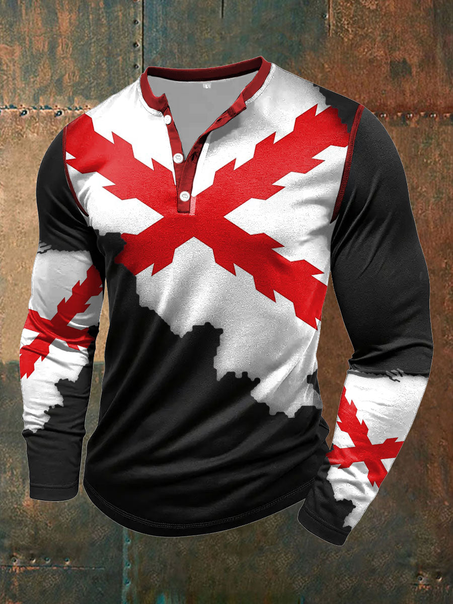 Cruz de los hombres de Borgoña Tercio Impreso Casual Tops
