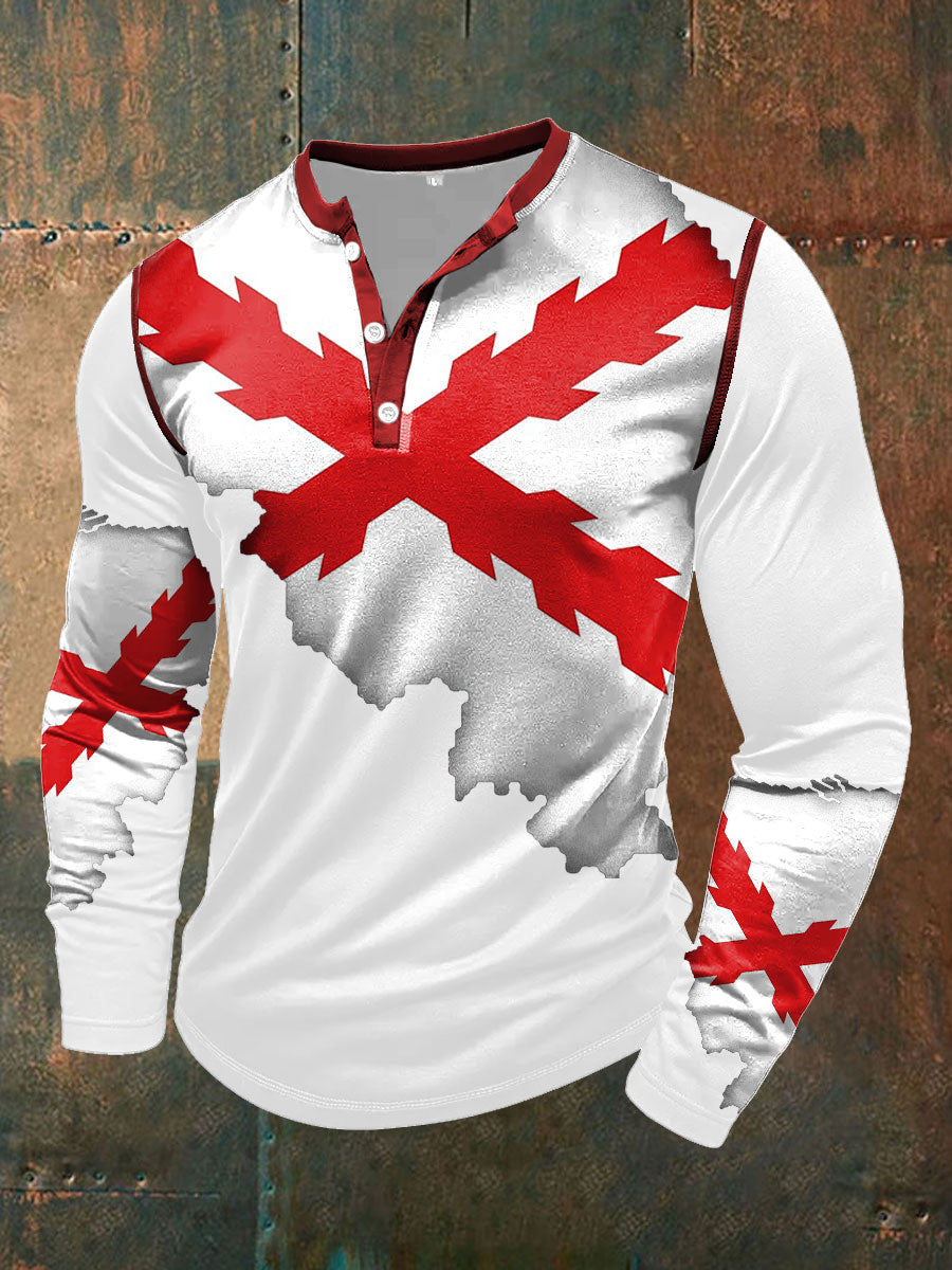 Cruz de los hombres de Borgoña Tercio Impreso Casual Tops