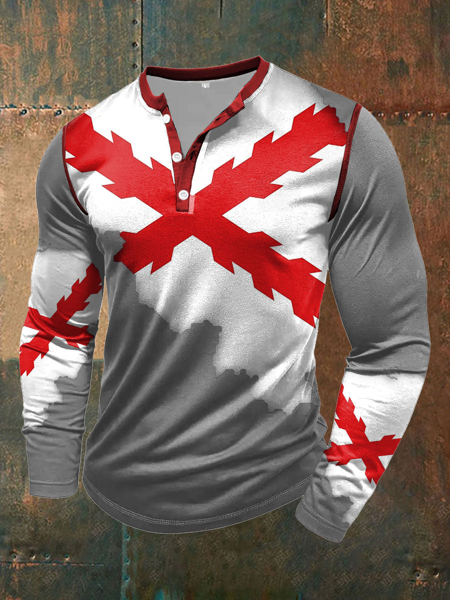 Cruz de los hombres de Borgoña Tercio Impreso Casual Tops