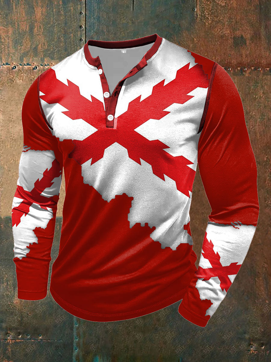 Cruz de los hombres de Borgoña Tercio Impreso Casual Tops