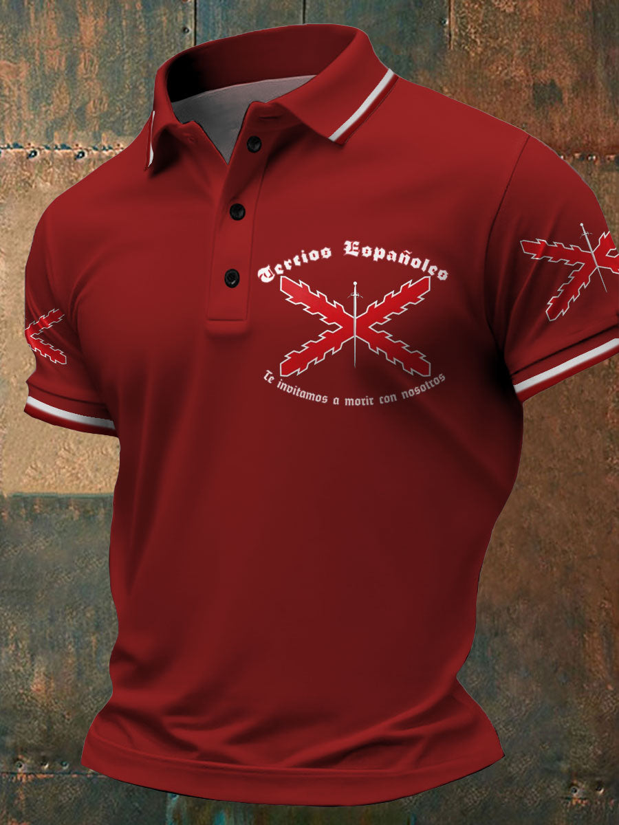 Cruz de los hombres de Borgoña Tercio Impreso Casual Tops