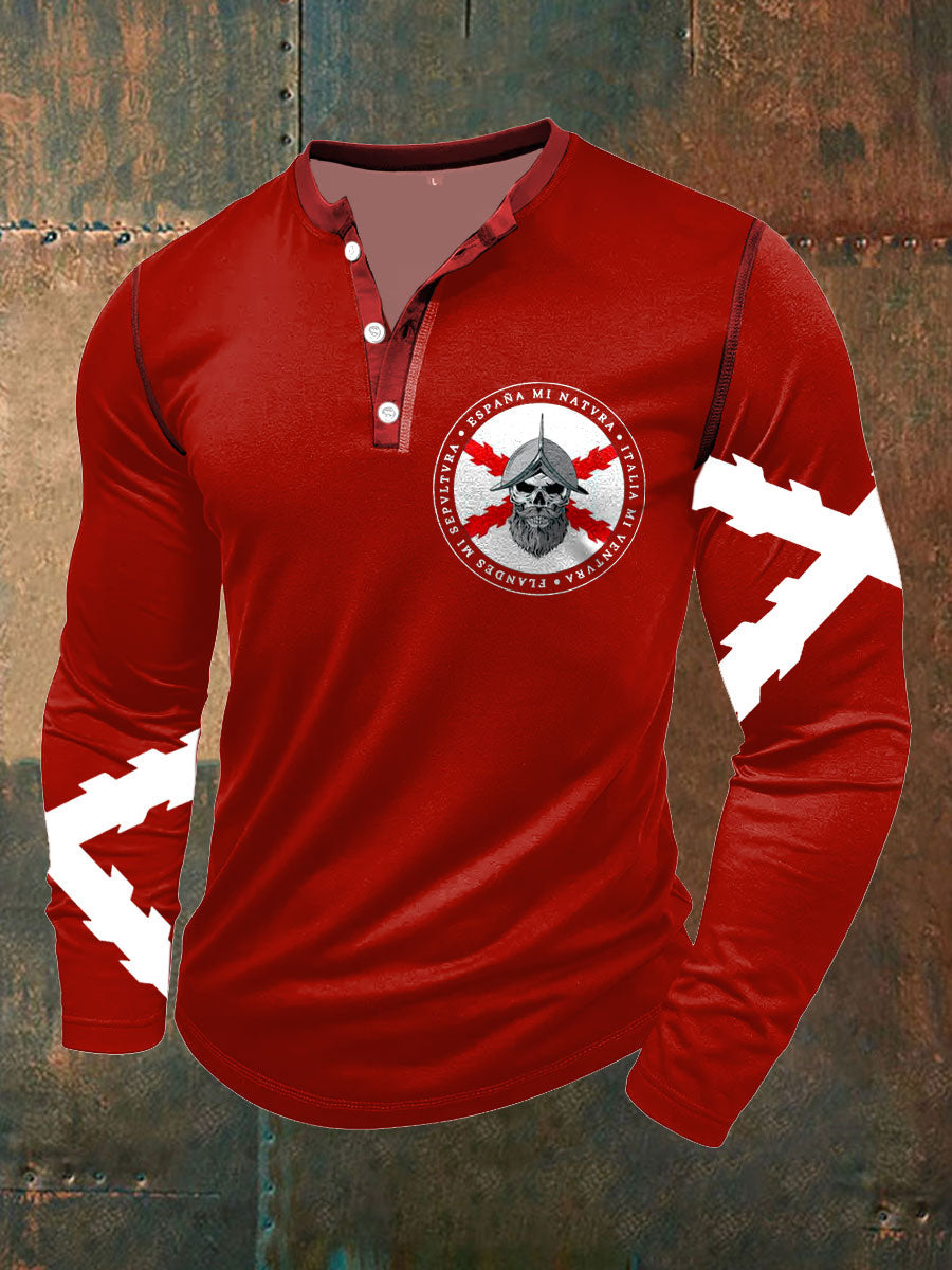 Cruz de los hombres de Borgoña Tercio Impreso Casual Tops