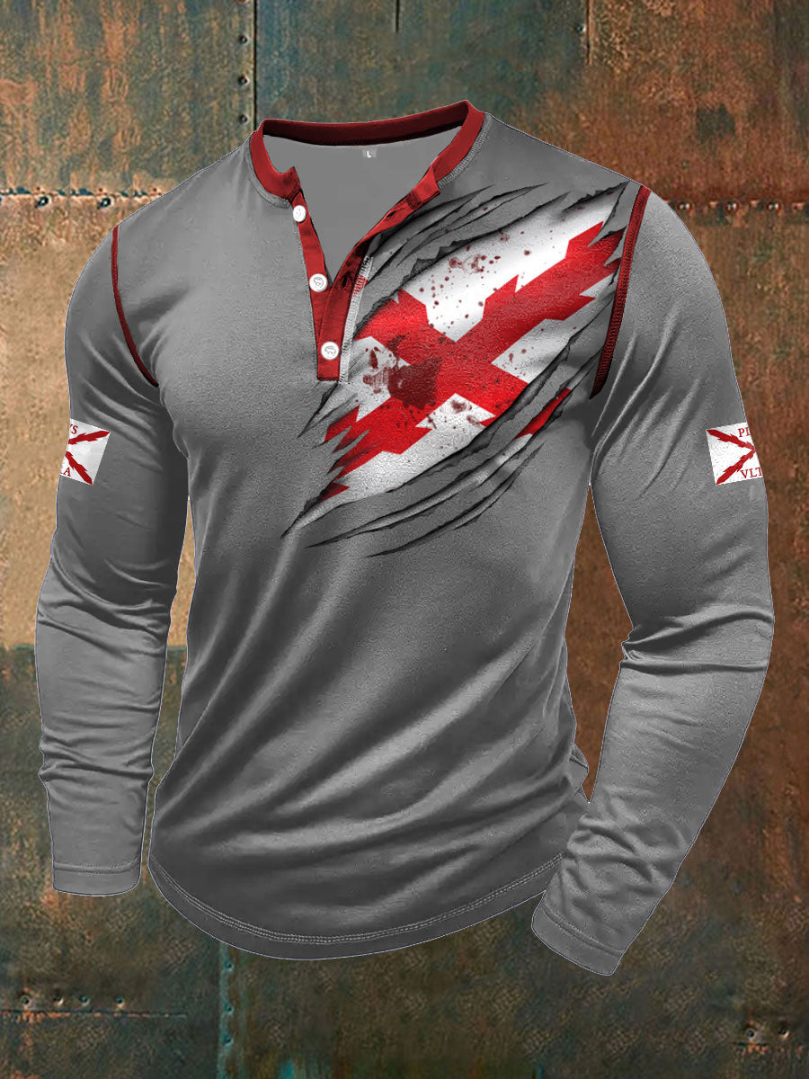 Cruz de los hombres de Borgoña Arte Tercio Impreso Casual Tops